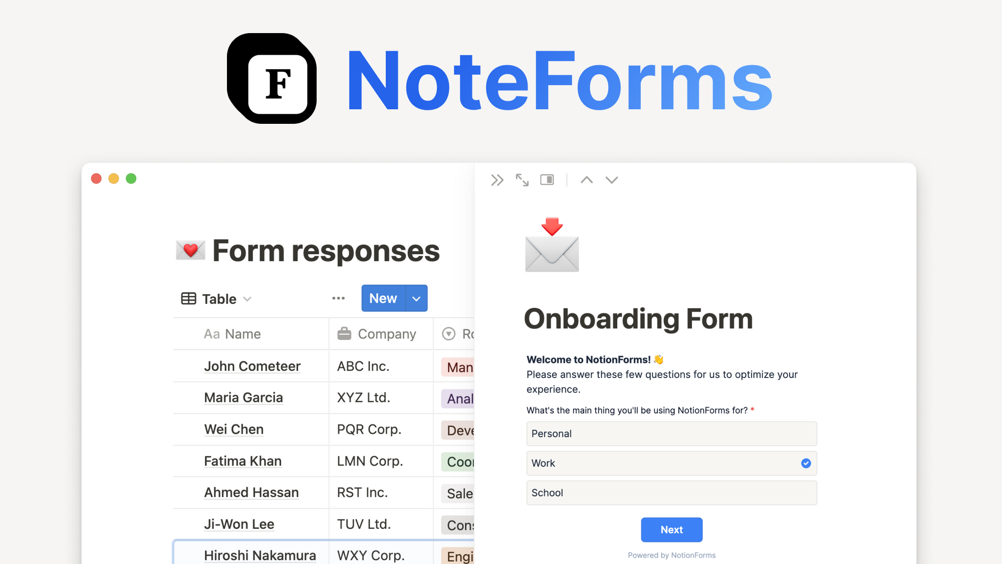 NoteForms - ein einfach zu benutzender Formular-Editor für Notion